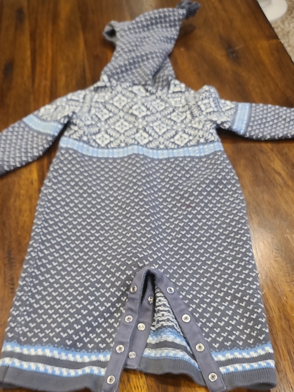 Hanna Andersson one piece Sweater hooded Nordic 70  6 -12 Months outfit - Picture 4 of 5